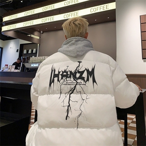 wassup happy黑色棉服男款冬季宽松立领青少年保暖棉衣加厚面包服图片