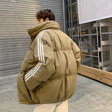 EQ332三条织带大翻领冬季加厚面包服外套男港风2024新款棉衣，男装棉衣，电商C306-1