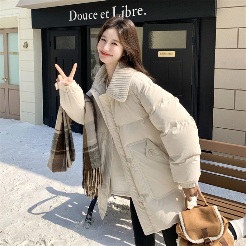 现货数据好90绒中长款毛线翻领羽绒服103-F066-P300-K398，女装羽绒服，浙宝103（原192）