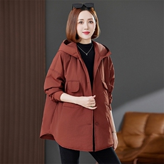 夹棉外套女深秋冬2024年新款大码胖mm中长款轻薄棉衣棉服妈妈洋气，女装棉衣/棉服，丽影随形
