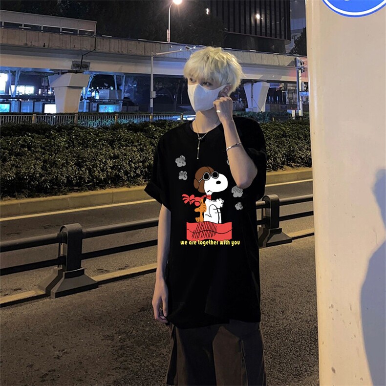 美式复古印花短袖T恤ins潮牌潮流小领口打底衫宽松七分袖,男装T恤,星座310A-4