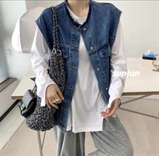 牛仔马甲，女装马甲，久久索衣缘