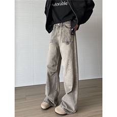 【现货】XZ612-K200-P65控89美式复古泼墨做旧微喇工装牛仔裤，男装牛仔裤，星座612
