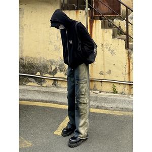 B221 美式ins高街重工艺宽松做旧工装牛仔裤子 LK23143-P80 控108图片