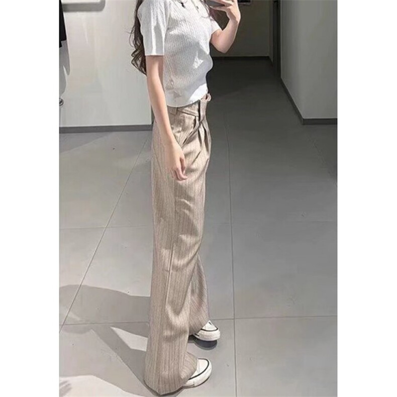 通勤高智老钱风条纹西裤男女宽松垂感百搭弯刀休闲西装裤XQ649,男装西服套装,星座1116A（原606A-3）