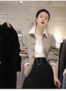 韩系针织开衫女秋冬新款流行软糯毛衣外套慵懒外搭图片