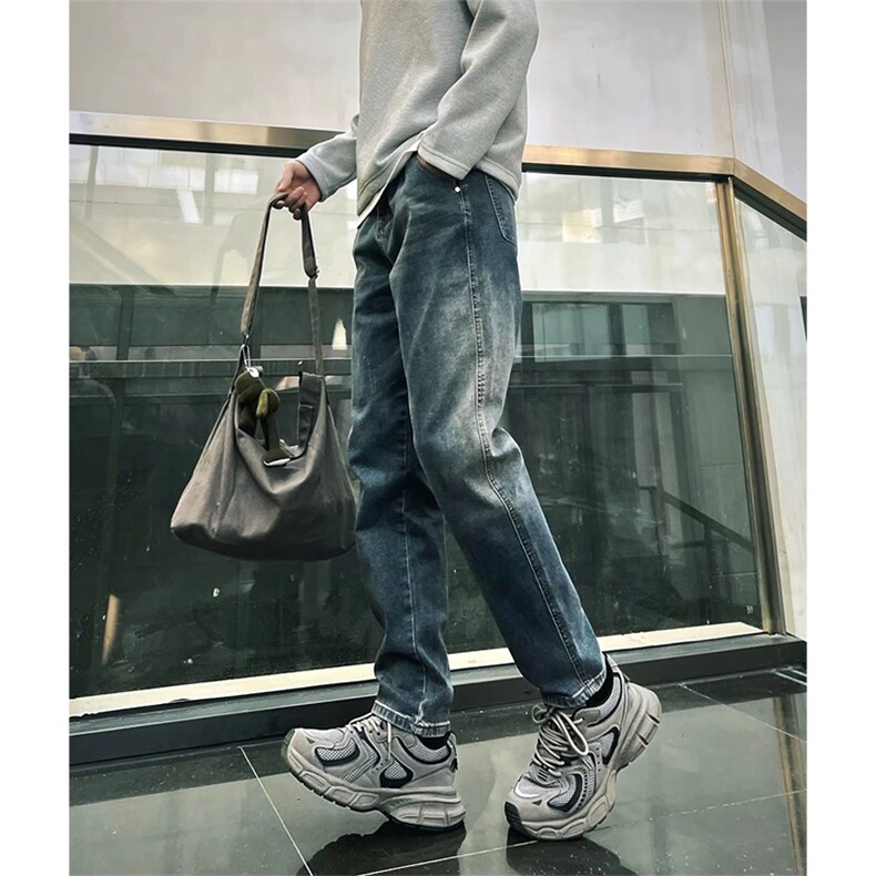 抖音得物休闲直筒牛仔裤男显显瘦宽松百搭美式复古水洗长裤AK13，男装牛仔裤，电商A443