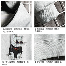 WY2044-P35加绒款-P40纯连帽卫衣男大码运动帽衫宽松薄网格，男装卫衣，电商A040A