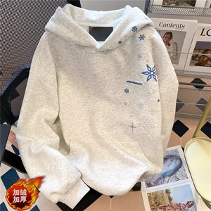 美式宽松连帽加绒卫衣男女同款秋冬潮牌2025新款上衣WY261 P46图片