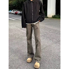 网图有货美式复古棕色cleanfit微喇直筒牛仔裤男女A119-P58，男装牛仔裤，星座1505