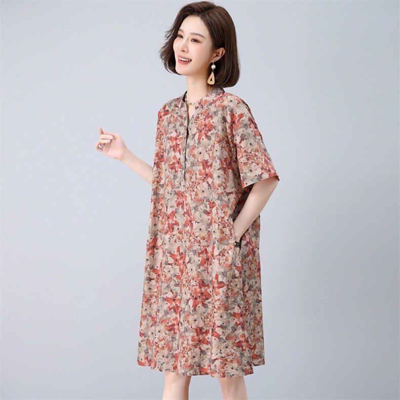 2025夏季新款时尚气质显瘦休闲舒适复古连衣裙,女装衬衫,独衣靓