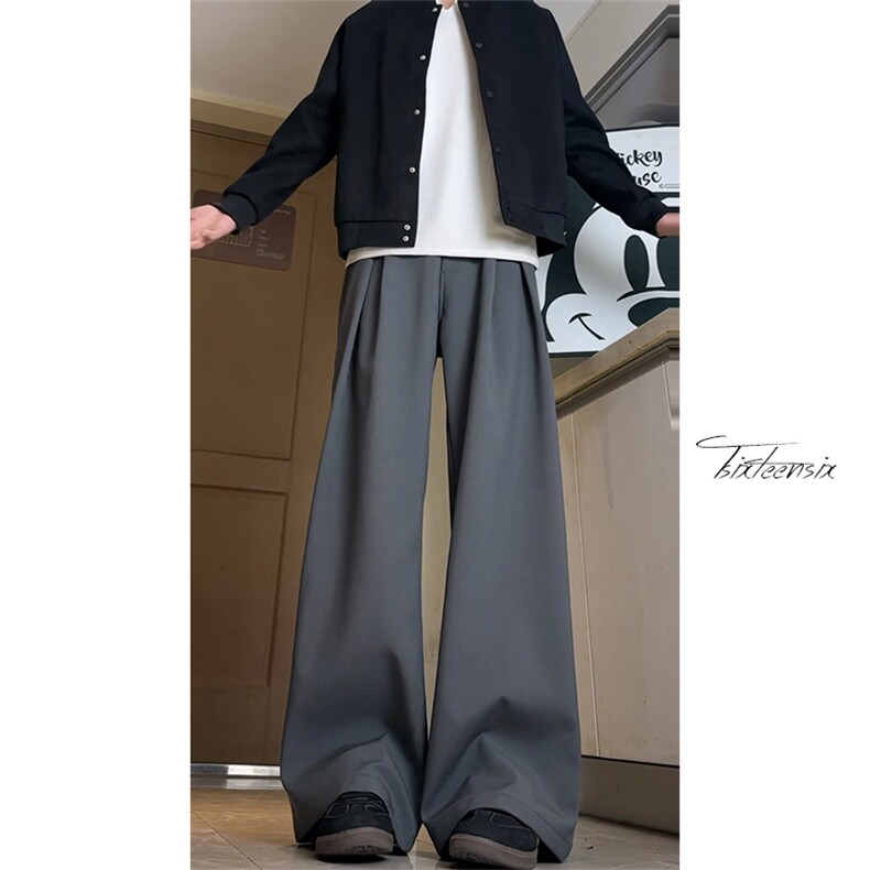 立体褶皱阔腿宽松西装裤男休闲直筒长裤A166-KA5J13-特P40控75，男装西服套装，电商A166