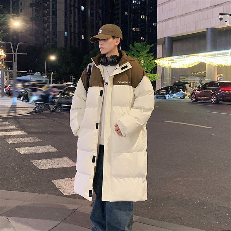 长款棉服男潮拼色情侣上衣港风加厚保暖宽松立领外套M003-P100图片
