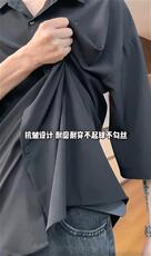 夏季冰丝短袖衬衫男女黑色宽松百搭学院风衬衣C1122-特P23，男装T恤，电商D202-1