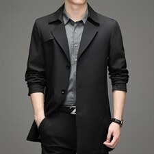 风衣男中长款春秋季商务休闲中年男士外套宽松免烫时尚百搭男装，男装风衣，电商B212（原钱塘6029）