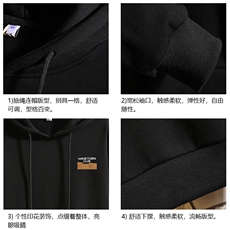 WY2350-P35加绒款-P40纯棉连帽卫衣男大码运动帽衫宽松薄砖墙，男装卫衣，电商A040A