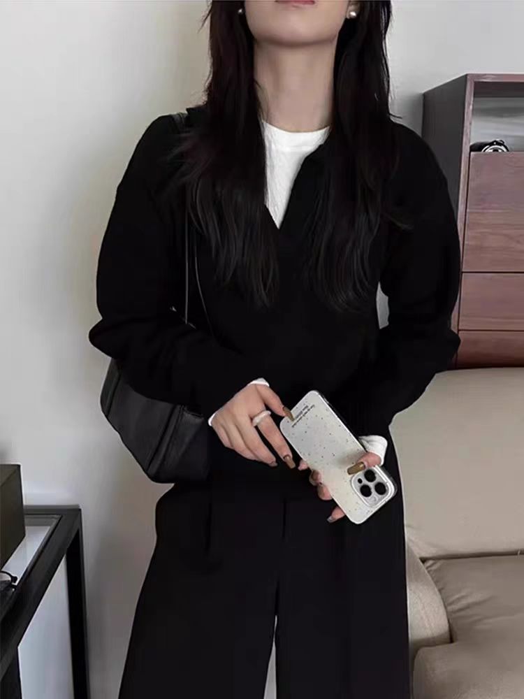 2025年秋季新款女士半开POLO衫,针织衫/毛衣,恒恩羊绒