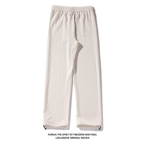 夏季薄款冰丝裤子男潮牌宽松大码休闲直筒裤垂感凉感阔腿休闲长裤图片