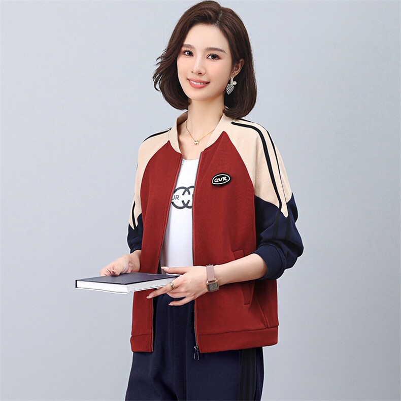 短款外套女2023年春秋新款小个子棒球服中年妈妈大码休闲夹克上衣,女装卫衣/绒衫,涵誉