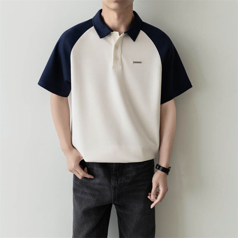 夏男翻领POLO衫拼色男休闲宽松休闲衬衣轻熟风A236-82562-P55,男装Polo衫,电商A236