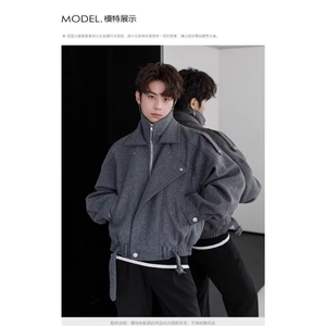 1506/Q88550/P67秋冬短款毛呢cleanfit外套图片
