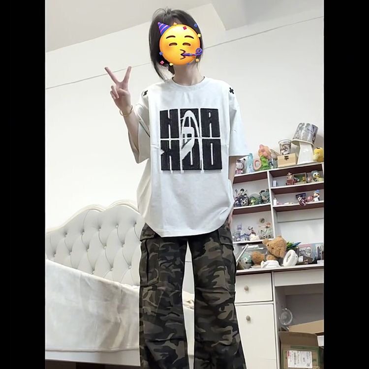 夏季新款港风美式字母印花全刺绣套头圆领短袖T恤男女ZX464-P33,男装T恤,星座313A(原308A-2)