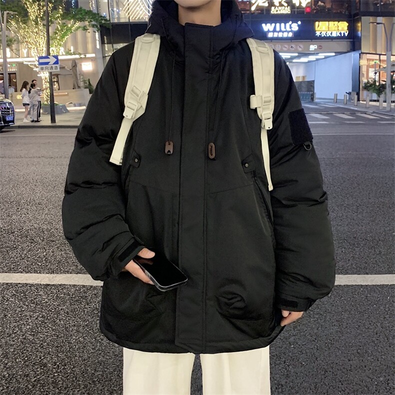 港风潮牌工装棉衣男休闲连帽棉服秋冬加厚保暖冲锋衣棉衣外套连帽,男装棉衣,电商A409-1