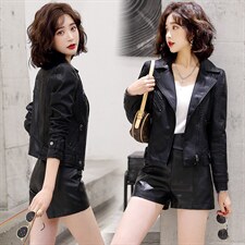 潮流依族皮衣两件套CLYZ2131(套装)/(皮衣)/(短裤)，女装皮衣，江南女神