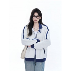 拼接运动卫衣开衫女春秋季新款潮牌休闲外套高街立领棒球服潮，女装短外套，星座1210-1