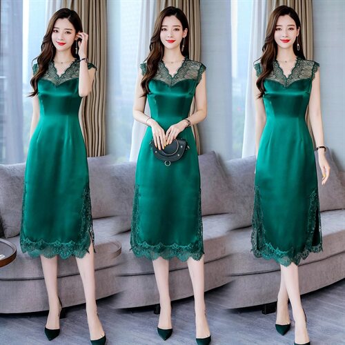 连衣裙百搭修身蕾丝显瘦2021年夏季新款时尚气质，女装连衣裙，艾仟回(原伊仟回)