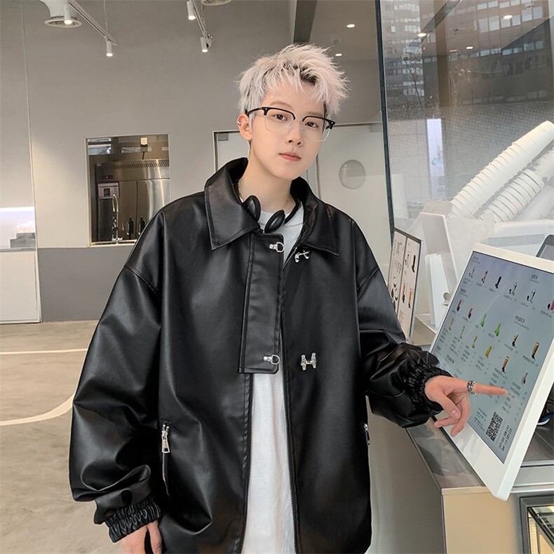 XZ307A-P48高品质现货春秋棒球服皮衣外套,男装皮衣,星座307A