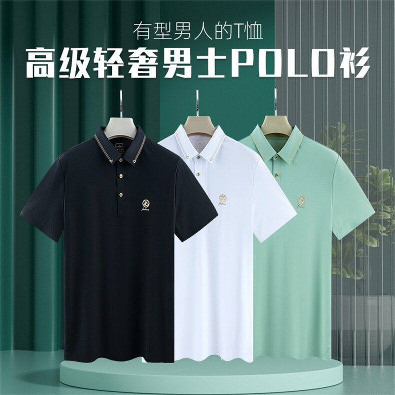 2024年翻领百搭潮流中年上衣时尚夏季宽松短袖T恤 CK32002-P70图片