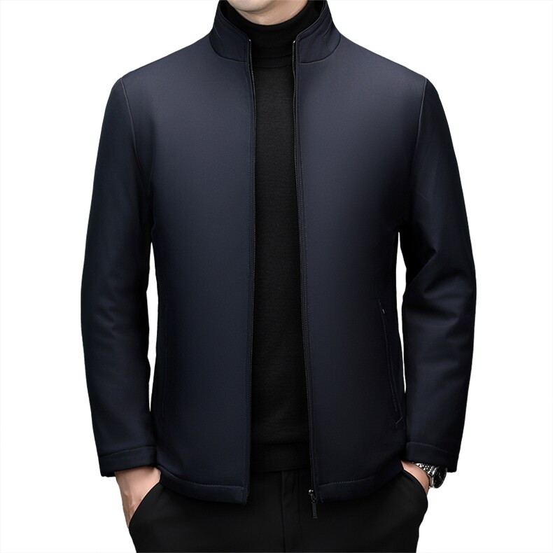 秋冬夹克衫加绒立领夹克男中老年爸爸装简约保暖休闲外套棉服男装,男装夹克,钱塘6003（原4033）