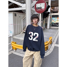 新款数字贴布绣美式复古卫衣女圆领休闲运动风长袖情侣款，男装卫衣，星座1210-1