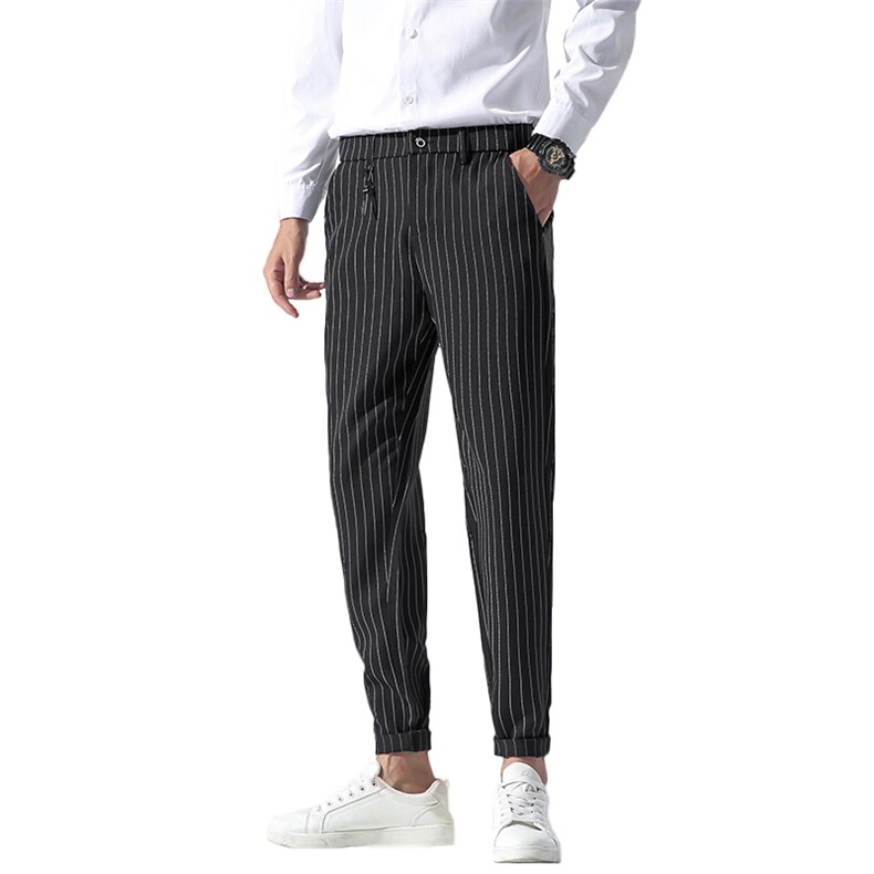 新款男士休闲裤修身男青年时尚潮牌流行纽扣腰帅气长裤Y682-P35,男装休闲裤,电商A128