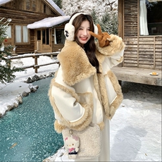 新款【大货】白色加厚皮毛一体外套2C110-H9809-P245-K358，女装皮草，2C110