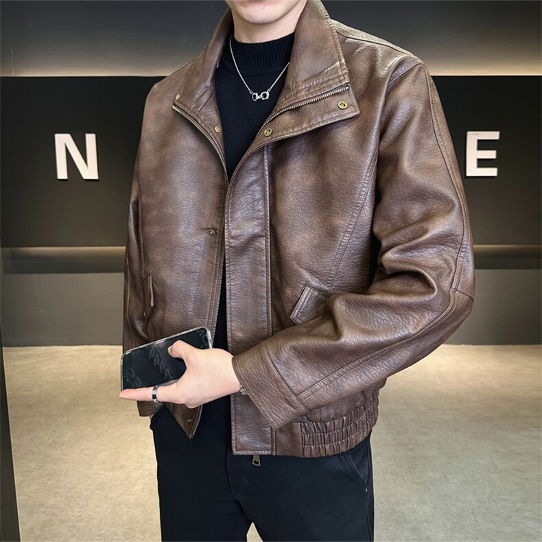 2025秋季皮衣男宽松时尚潮流休闲百搭皮夹克外套C317-J911-P165,男装皮衣,电商C317