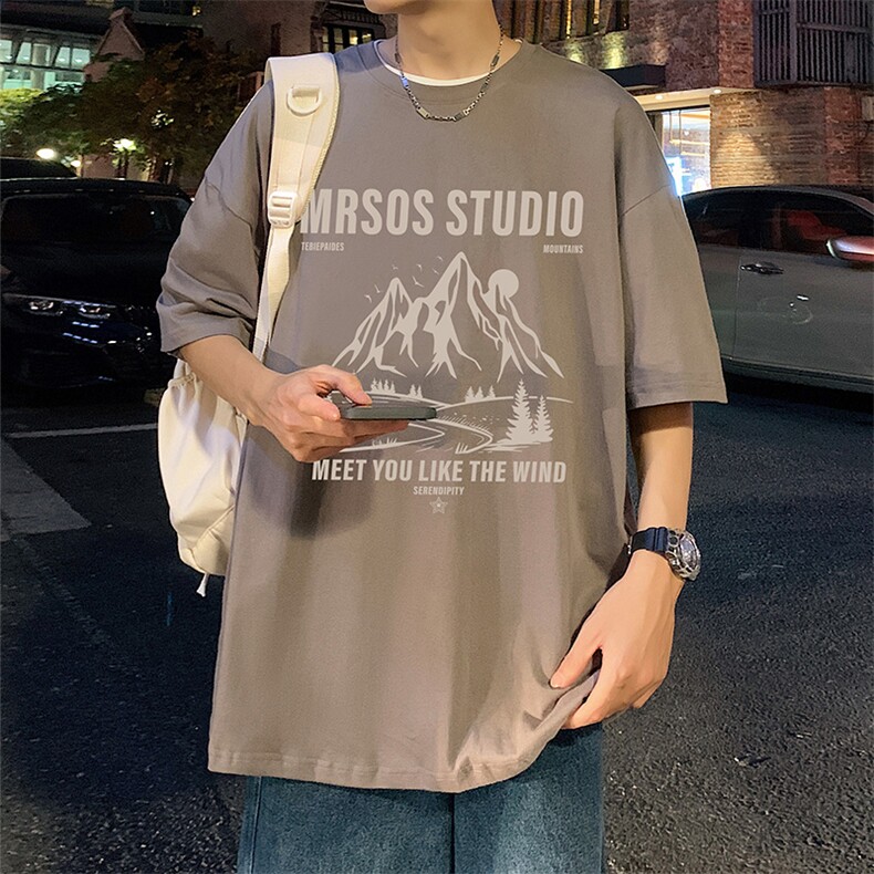 T667P26夏季新品港风高街美式短袖T恤宽松ins重磅纯棉体恤,男装T恤,星座304A