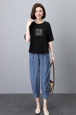天丝牛仔套装女2025夏季新款时尚休闲宽松中年妈妈洋气减龄两件套，女装套装/套裙，叶笙衣