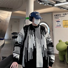 撞色毛衣男冬季潮牌潮流针织衫宽松慵懒风毛衫外套Z7132-P45，男装针织衫/毛衣，星座1109-3
