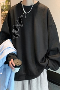 麂皮绒卫衣男大码重磅长袖t恤男 JW81461-P35 加绒款P45图片