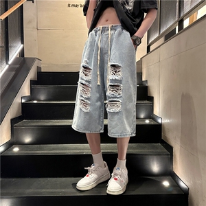 D2005-p45-控68  现货宽松cleanfit牛仔裤七分裤黑暗图片
