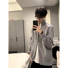 重磅秋冬北极绒双拉链毛衣开衫美式复古休闲慵懒风宽松针织衫外套，男装针织衫/毛衣，电商A486