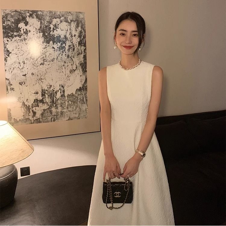 2025简约百搭时尚欢乐绉提花连衣裙,女装连衣裙,雪兔电商全品类