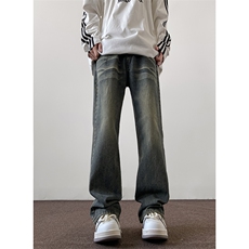 美式ins高街hiphop重工艺水洗微喇复古蓝牛仔裤货号K2320-1P55，男装牛仔裤，电商A063