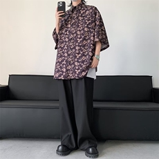 古着vintage巴洛克衬衫男短袖设计感高级花衬衣美式复古外，男装衬衫，星座716-4