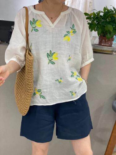 纯亚麻衬衣，女装，玛雅丽人