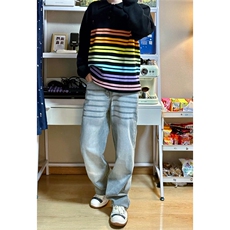 B221美式ins高街暗黑重工艺宽松直筒牛仔裤LK23125-P65控88，男装牛仔裤，电商B221