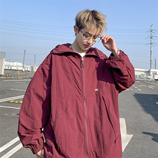 港风大码复古山系户外薄款男女连帽防晒服XZ213-JKFS01-P55控78，男装防晒衣，星座213