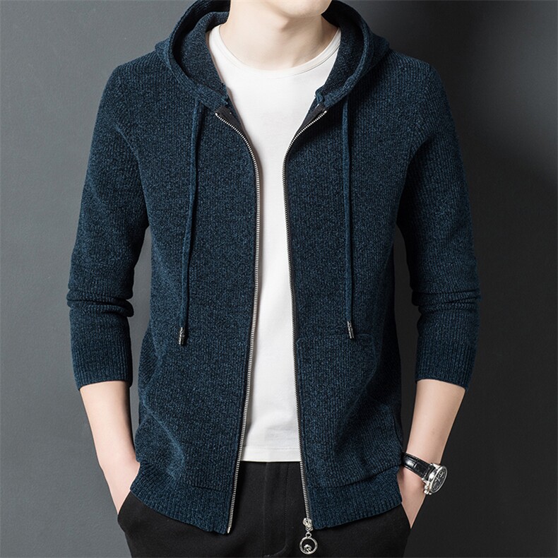秋冬新款毛衣中年男士连帽针织开衫外套厚款毛衣男装BYH010-P165，男装针织衫/毛衣，电商B212（原钱塘6029）